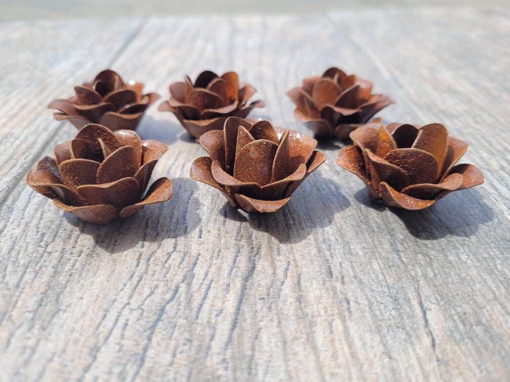 Small Metal Roses | Set of 6 | Rusty Roses | Rustic | Farmhouse | FREE USA SHIPPING | FleurDeLisJunkie | Supplies | Western | craft supplies