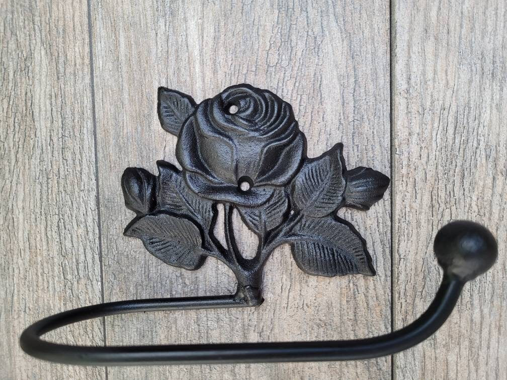 Toilet Paper Holder Rose, PICK your color | Tissue Holder, TP Hanger, Bathroom Toilet Paper Holder, TP Holder, Iron Metal Bath Hardware