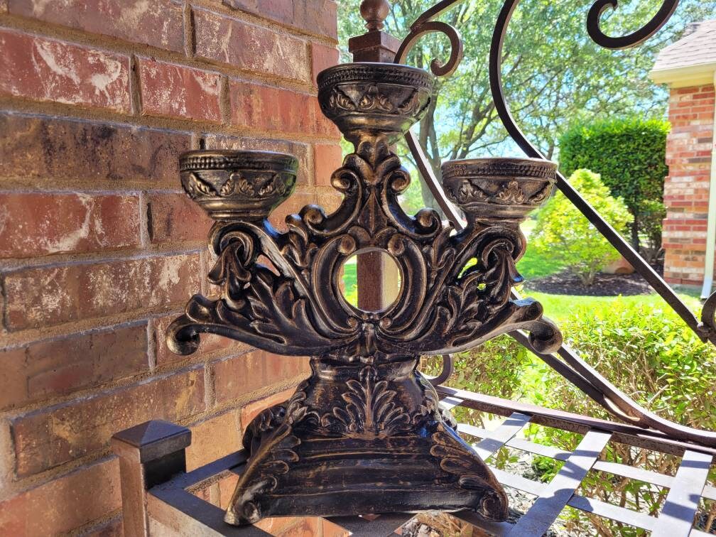 Candelabra for 3 Pillar Candles | PICK YOUR COLOR | Candle Holder | Old World | Tuscan | FleurDeLisJunkie