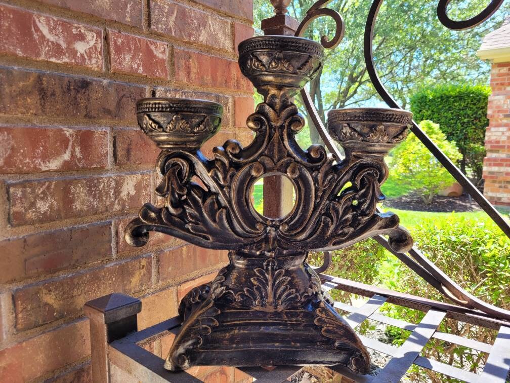 Candelabra for 3 Pillar Candles | PICK YOUR COLOR | Candle Holder | Old World | Tuscan | FleurDeLisJunkie