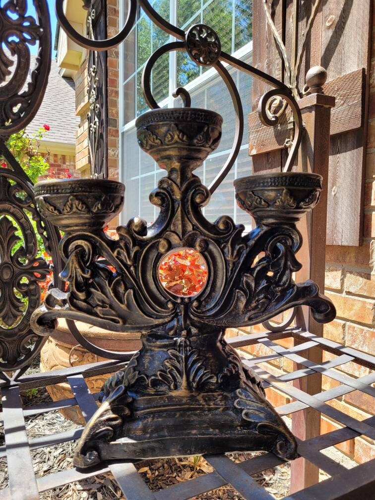 Candelabra for 3 Pillar Candles | PICK YOUR COLOR | Candle Holder | Old World | Tuscan | FleurDeLisJunkie