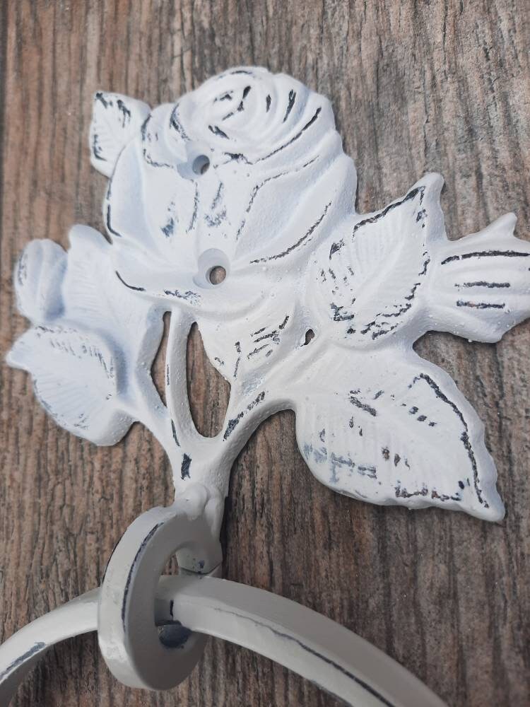 Shabby Chic Rose Towel Ring | PICK your COLOR and SIZE | Cast Iron Towel Ring | Towel Hanger | Shabby Chic Bathroom | Victorian bath decor