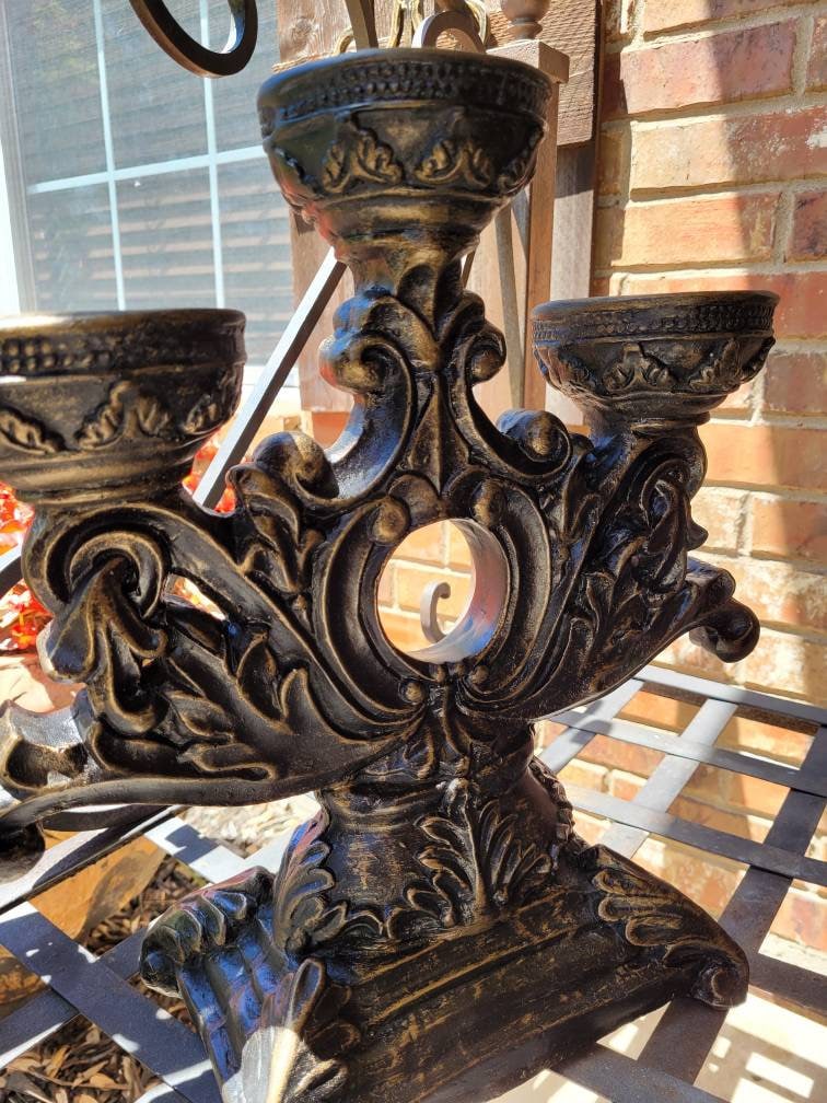 Candelabra for 3 Pillar Candles | PICK YOUR COLOR | Candle Holder | Old World | Tuscan | FleurDeLisJunkie