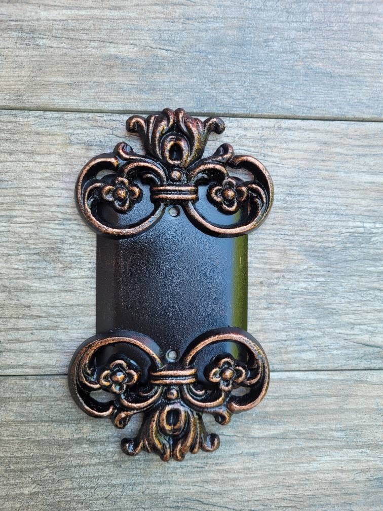 Metal Blank Wall Plate Electrical Cover Single Gang, PICK YOUR COLOR, Old World Medieval Royal Tuscan Home Decor - Fleurdelisjunkie