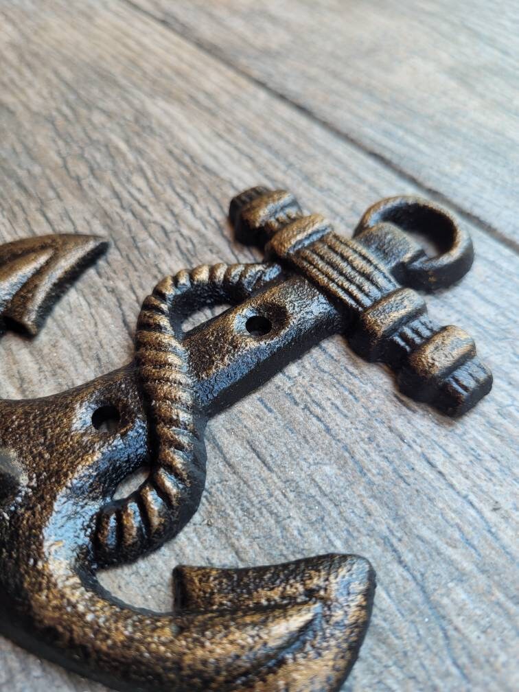 Anchor Towel Hook, Bathroom Towel Hanger, Nautical Wall Hook, Lake House, Beach home decor, Iron Bath Hardware, Metal | FleurDeLisJunkie