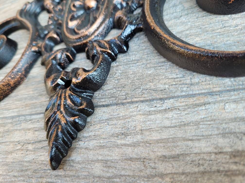 16 in. Cast Iron Topper | Pediment | Wall Plaque | Old World | Tuscan | Medieval | French Country Pediment | Door topper | FleurDeLisJunkie