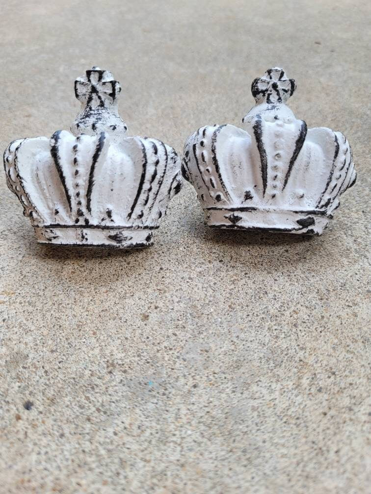TWO Crown Candle Pins for Pillar Candles - PICK your COLOR - Shabby Chic home decor | Royal Crown King Queen