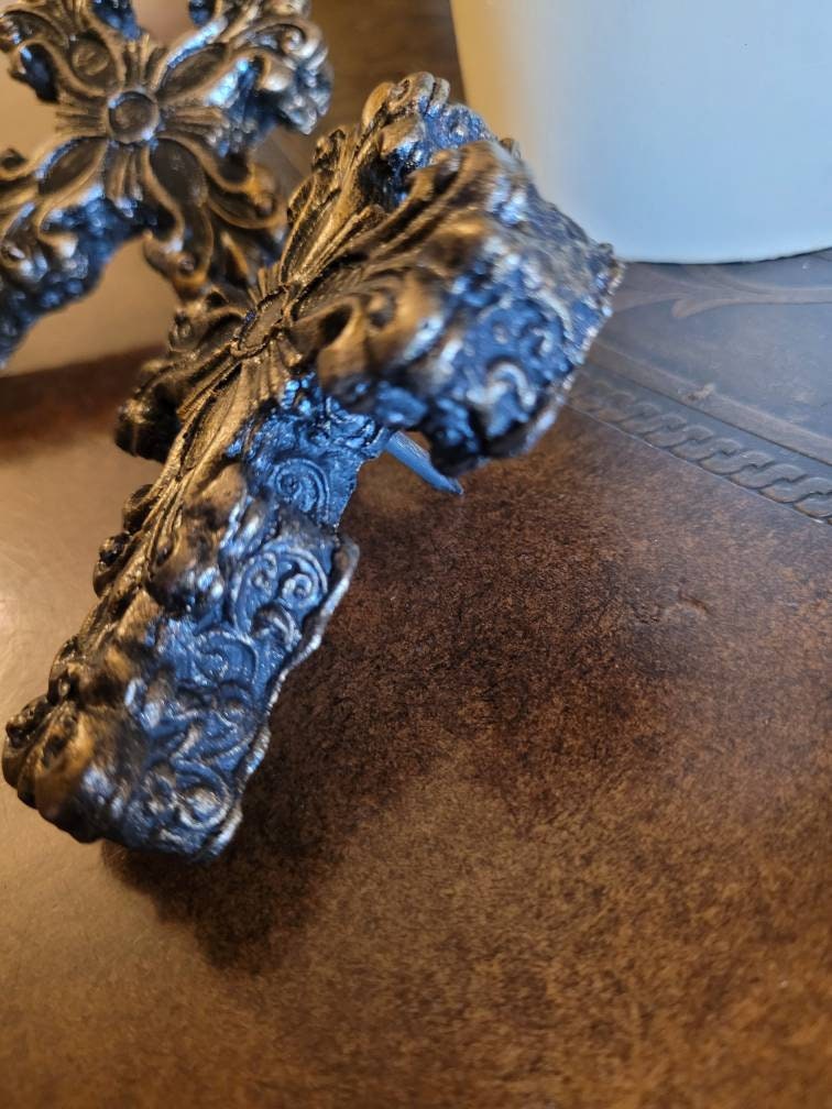 Set of 3 Cross Candle Pins for Pillar Candles. PICK YOUR COLOR. Crosses for Candles. Old World, Tuscan, Medieval Decor. FleurDeLisJunkie