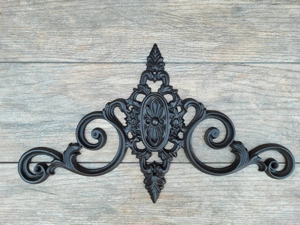 Cast Iron Topper | PICK YOUR COLOR | Pediment | Wall Plaque | Tuscan | Medieval | French Country Pediment | Door topper | FleurDeLisJunkie