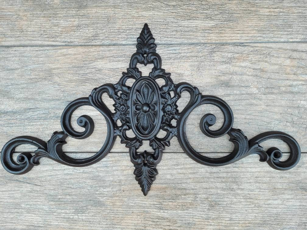 Cast Iron Topper | PICK YOUR COLOR | Pediment | Wall Plaque | Tuscan | Medieval | French Country Pediment | Door topper | FleurDeLisJunkie