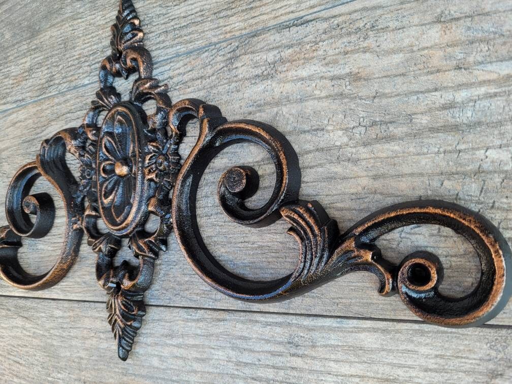 16 in. Cast Iron Topper | Pediment | Wall Plaque | Old World | Tuscan | Medieval | French Country Pediment | Door topper | FleurDeLisJunkie