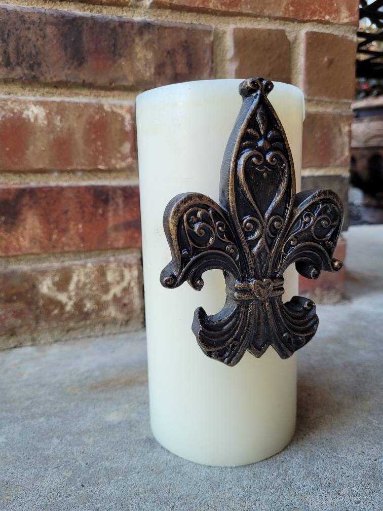 Fleur de Lis Candle Pin for Pillar Candle. PICK YOUR COLOR. French Country, Medieval, Royal, Old World, Tuscan Decor. FleurDeLisJunkie
