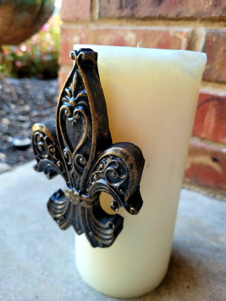 Fleur de Lis Candle Pin for Pillar Candle. PICK YOUR COLOR. French Country, Medieval, Royal, Old World, Tuscan Decor. FleurDeLisJunkie