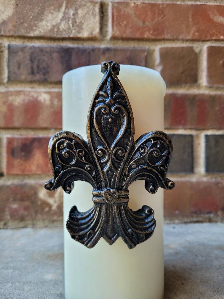 Fleur de Lis Candle Pin for Pillar Candle. PICK YOUR COLOR. French Country, Medieval, Royal, Old World, Tuscan Decor. FleurDeLisJunkie