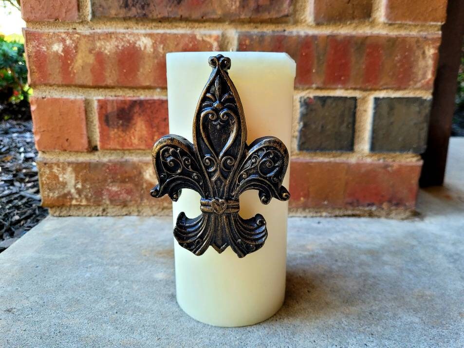 Fleur de Lis Candle Pin for Pillar Candle. PICK YOUR COLOR. French Country, Medieval, Royal, Old World, Tuscan Decor. FleurDeLisJunkie