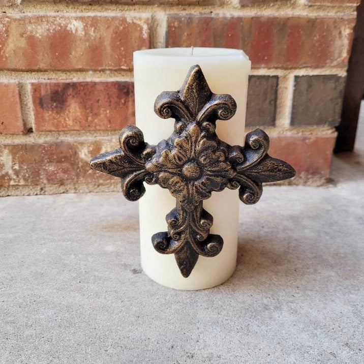 Cross Candle Pin | PICK YOUR COLOR | Old World | Tuscan | Medieval | Candle Pin | Fleur de Lis | FleurDeLisJunkie | Pillar Candle | Gift