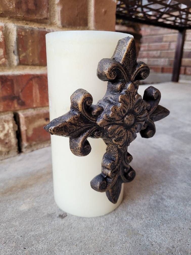 Cross Candle Pin | PICK YOUR COLOR | Old World | Tuscan | Medieval | Candle Pin | Fleur de Lis | FleurDeLisJunkie | Pillar Candle | Gift