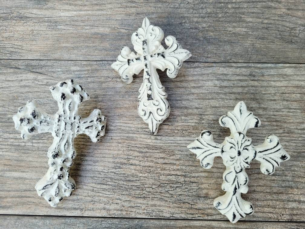 THREE Cross Candle Pins | PICK Your COLOR | Set of 3 crosses for pillar candles | Candle Bling | FleurDeLisJunkie | Shabby Chic | Fleur