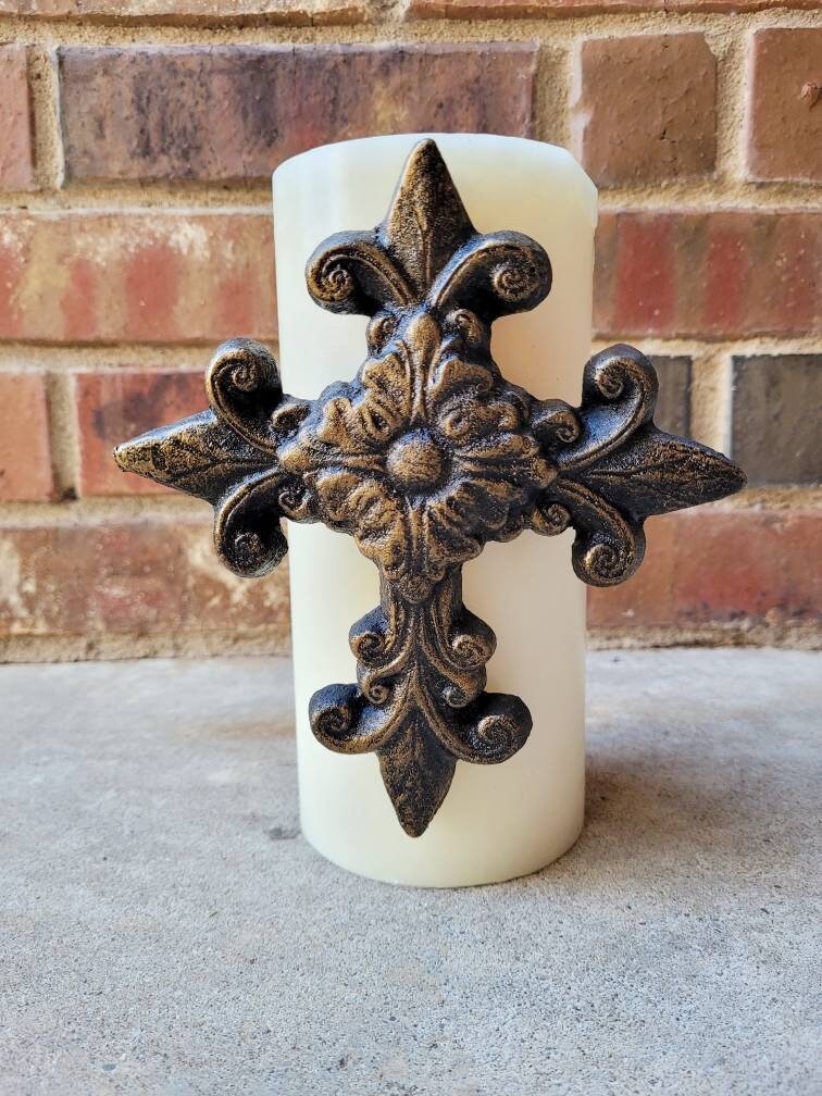 Cross Candle Pin | PICK YOUR COLOR | Old World | Tuscan | Medieval | Candle Pin | Fleur de Lis | FleurDeLisJunkie | Pillar Candle | Gift