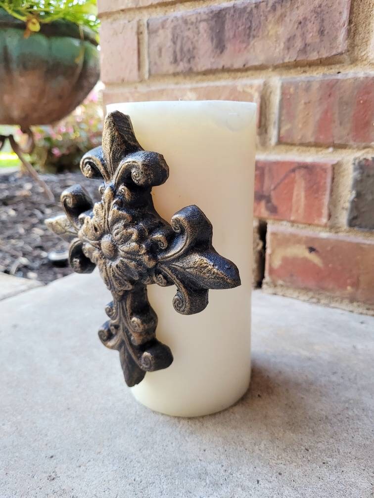 Cross Candle Pin | PICK YOUR COLOR | Old World | Tuscan | Medieval | Candle Pin | Fleur de Lis | FleurDeLisJunkie | Pillar Candle | Gift