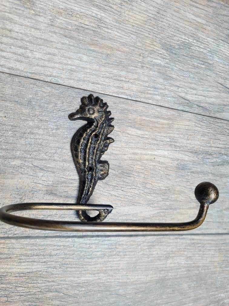 Seahorse Toilet Paper Holder, TP Holder, Toilet Tissue Holder, Nature, Wall Hook, Beach Cottage, Lake house bathroom decor, Bath fixture Sea