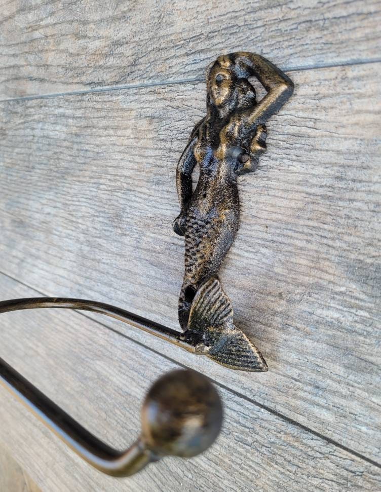 Mermaid Toilet Paper Holder, TP Holder, Toilet Tissue Holder, Nature, Wall Hook, Beach Cottage, Lake house bathroom decor, Bath fixture