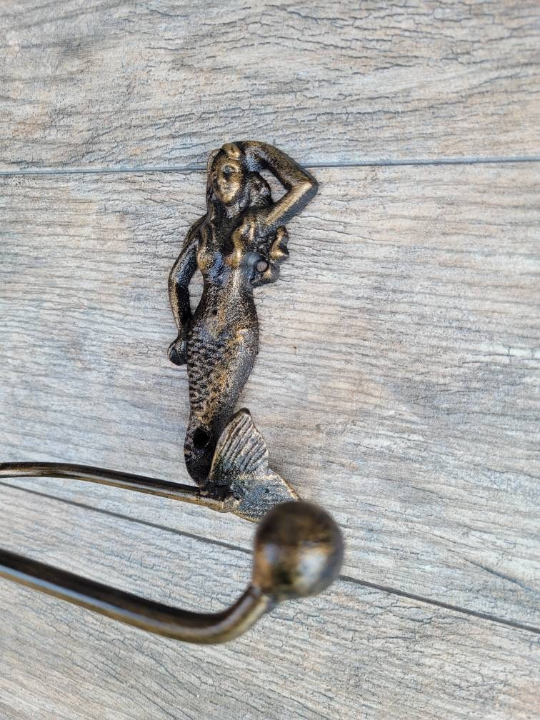 Mermaid Toilet Paper Holder, TP Holder, Toilet Tissue Holder, Nature, Wall Hook, Beach Cottage, Lake house bathroom decor, Bath fixture