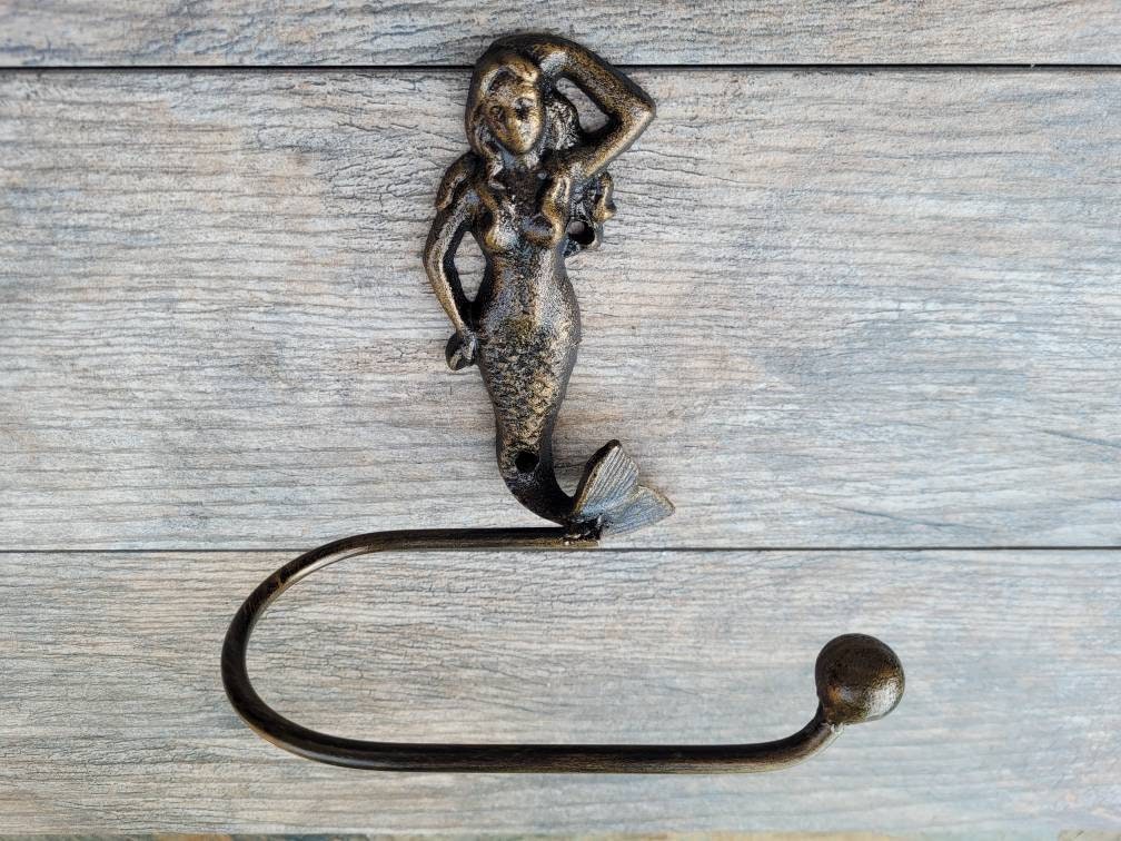 Mermaid Toilet Paper Holder, TP Holder, Toilet Tissue Holder, Nature, Wall Hook, Beach Cottage, Lake house bathroom decor, Bath fixture