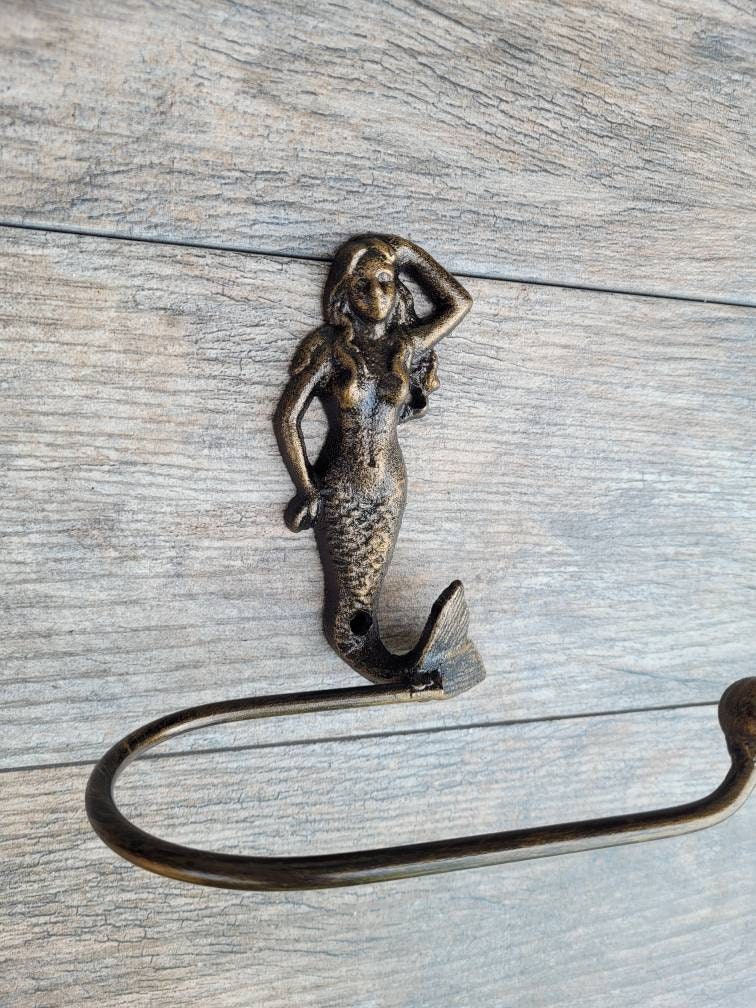 Mermaid Toilet Paper Holder, TP Holder, Toilet Tissue Holder, Nature, Wall Hook, Beach Cottage, Lake house bathroom decor, Bath fixture
