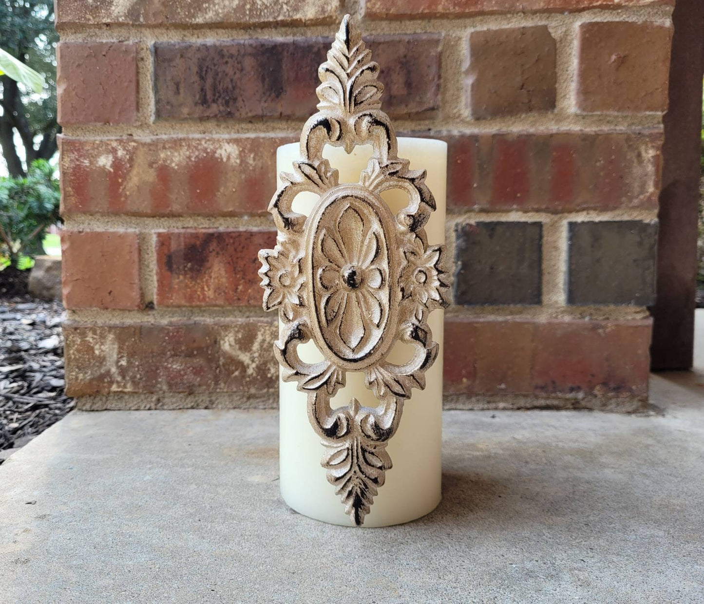 Iron Medallion Candle Pin for Pillar Candles. PICK YOUR COLOR. Tuscan Old World Hacienda Home Decor - Handmade - French Country Victorian