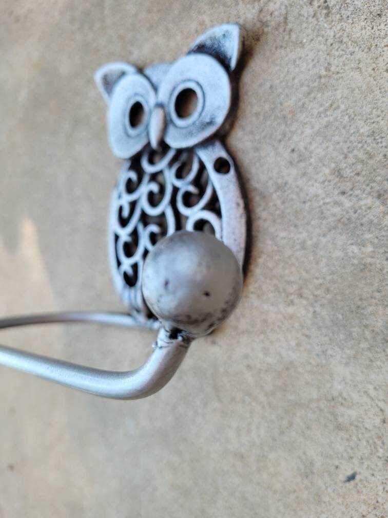Owl Toilet Paper Holder, TP Holder, PICK Your COLOR, Toilet Tissue Holder, Nature Wall Hook Bird Bathroom Decor Bath fixture Hardware, Kids