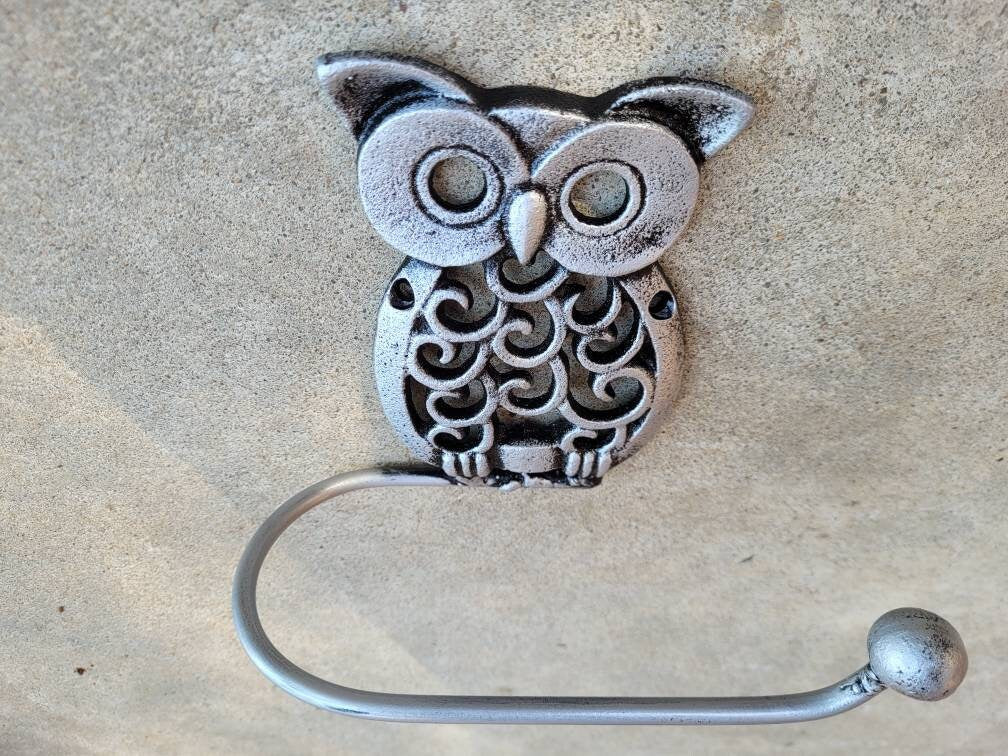 Owl Toilet Paper Holder, TP Holder, PICK Your COLOR, Toilet Tissue Holder, Nature Wall Hook Bird Bathroom Decor Bath fixture Hardware, Kids