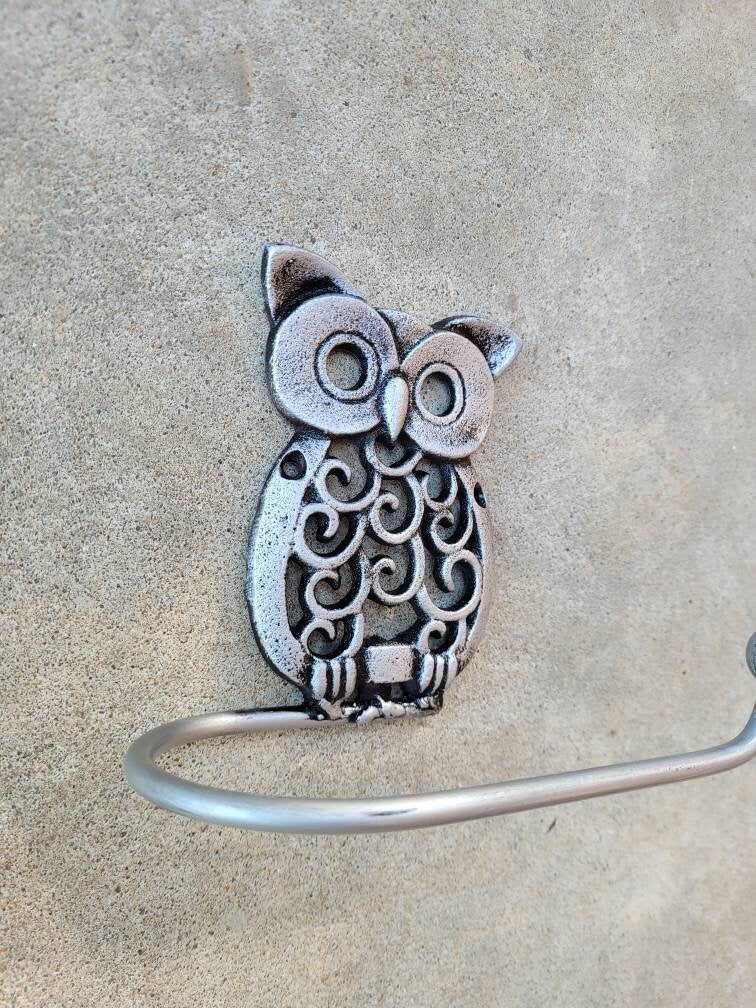 Owl Toilet Paper Holder, TP Holder, PICK Your COLOR, Toilet Tissue Holder, Nature Wall Hook Bird Bathroom Decor Bath fixture Hardware, Kids