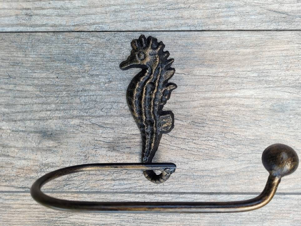 Seahorse Toilet Paper Holder, TP Holder, Toilet Tissue Holder, Nature, Wall Hook, Beach Cottage, Lake house bathroom decor, Bath fixture Sea