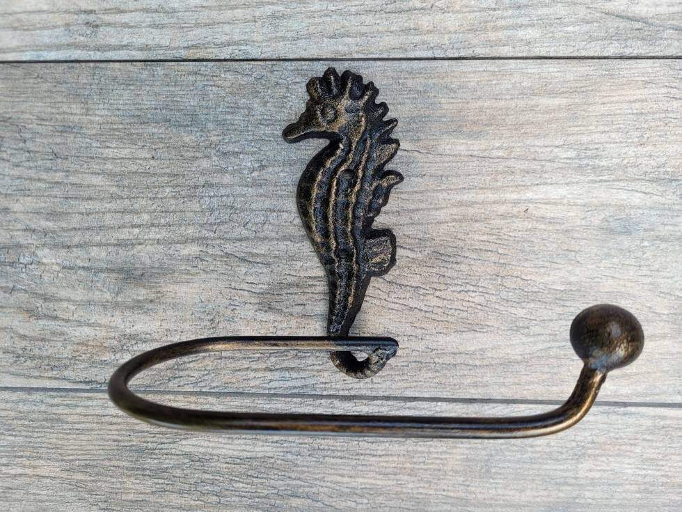 Seahorse Toilet Paper Holder, TP Holder, Toilet Tissue Holder, Nature, Wall Hook, Beach Cottage, Lake house bathroom decor, Bath fixture Sea
