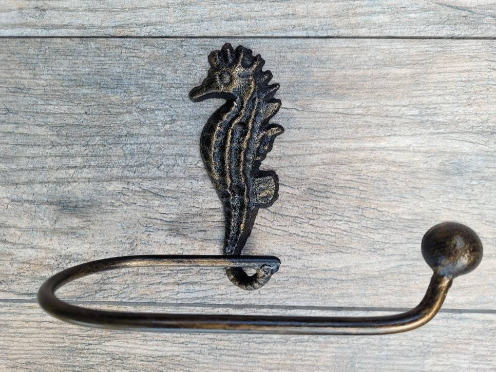 Seahorse Toilet Paper Holder, TP Holder, Toilet Tissue Holder, Nature, Wall Hook, Beach Cottage, Lake house bathroom decor, Bath fixture Sea