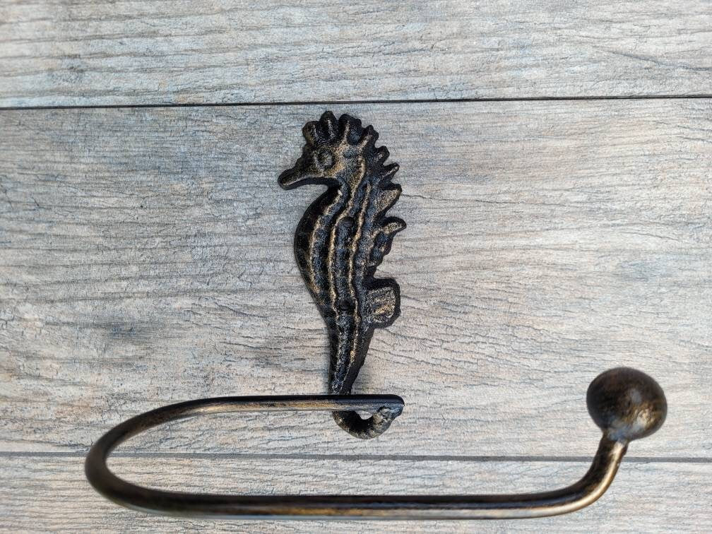 Seahorse Toilet Paper Holder, TP Holder, Toilet Tissue Holder, Nature, Wall Hook, Beach Cottage, Lake house bathroom decor, Bath fixture Sea