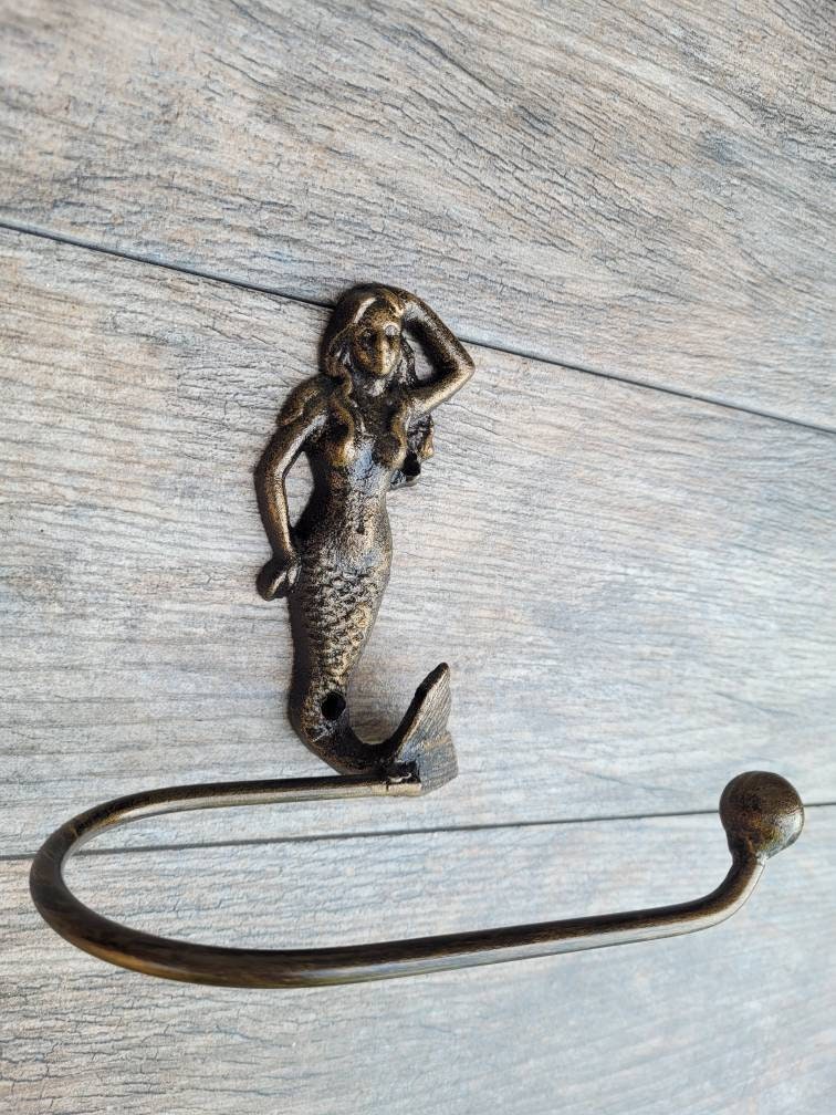 Mermaid Toilet Paper Holder, TP Holder, Toilet Tissue Holder, Nature, Wall Hook, Beach Cottage, Lake house bathroom decor, Bath fixture