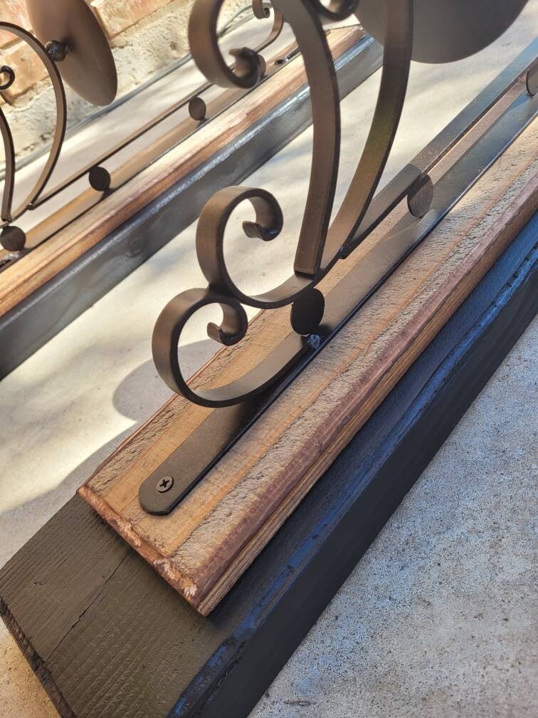 Candle Sconces | Set of 2 wall sconces | Wrought Iron Decor | pillar Candle holder | Wall Decor | wood iron wall decor, FleurDeLisJunkie