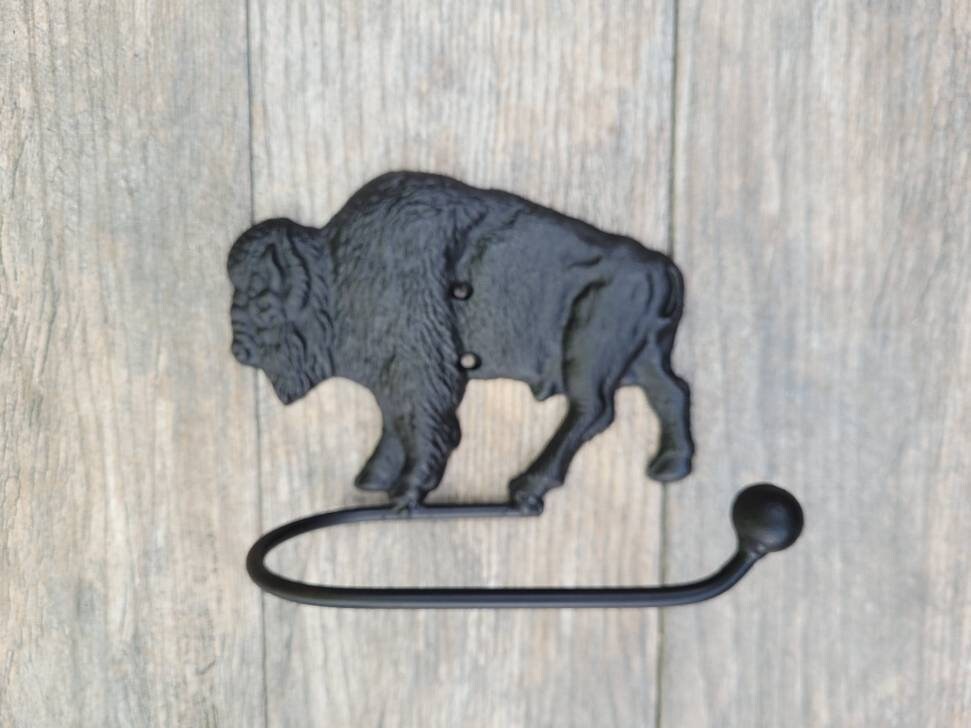 Bison Buffalo Bathroom Toilet Paper Holder, Pick Your COLOR, TP Holder, Toilet Tissue Holder, Nature, Towel rack, Wall Hook. Ranch cabin