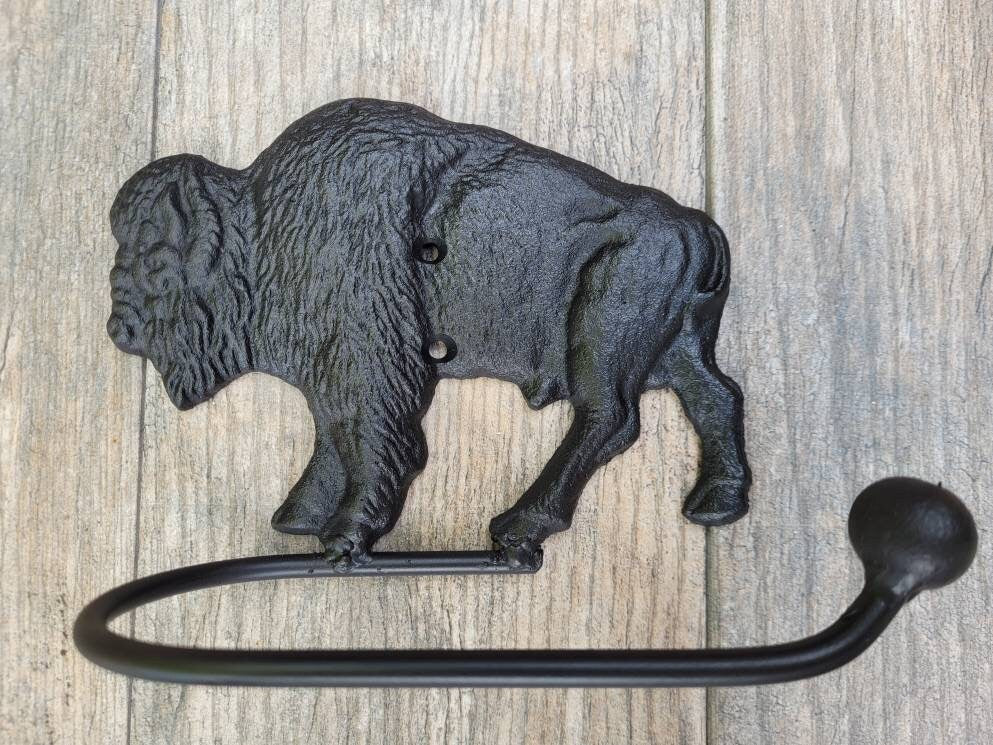 Bison Buffalo Bathroom Toilet Paper Holder, Pick Your COLOR, TP Holder, Toilet Tissue Holder, Nature, Towel rack, Wall Hook. Ranch cabin