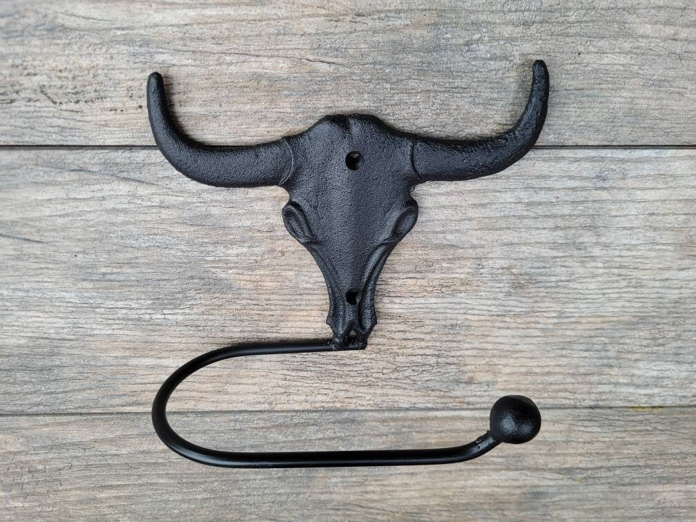 Longhorn Bathroom Toilet Paper Holder, Pick Your Color, Western TP Holder, Texas Ranch cabin, Rustic Bath fixture UT Dallas Decor