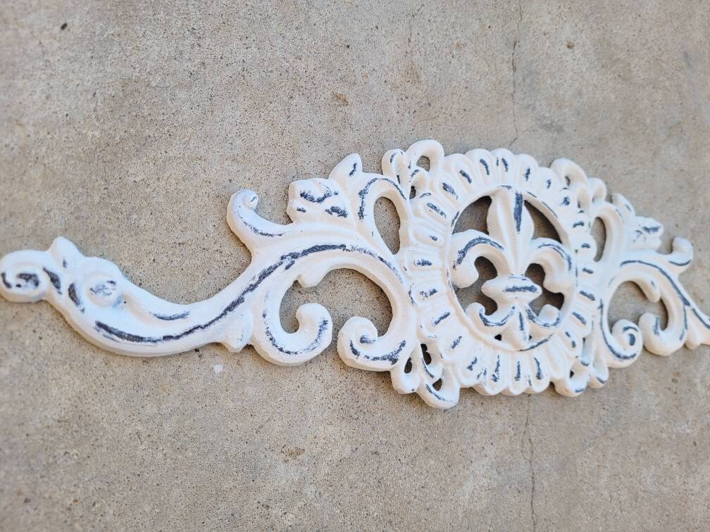 Fleur de Lis Topper | PICK YOUR COLOR | Cabinet Hardware | Wall Plaque | Shabby Chic | Farmhouse | French Country | Metal Art | Pediment