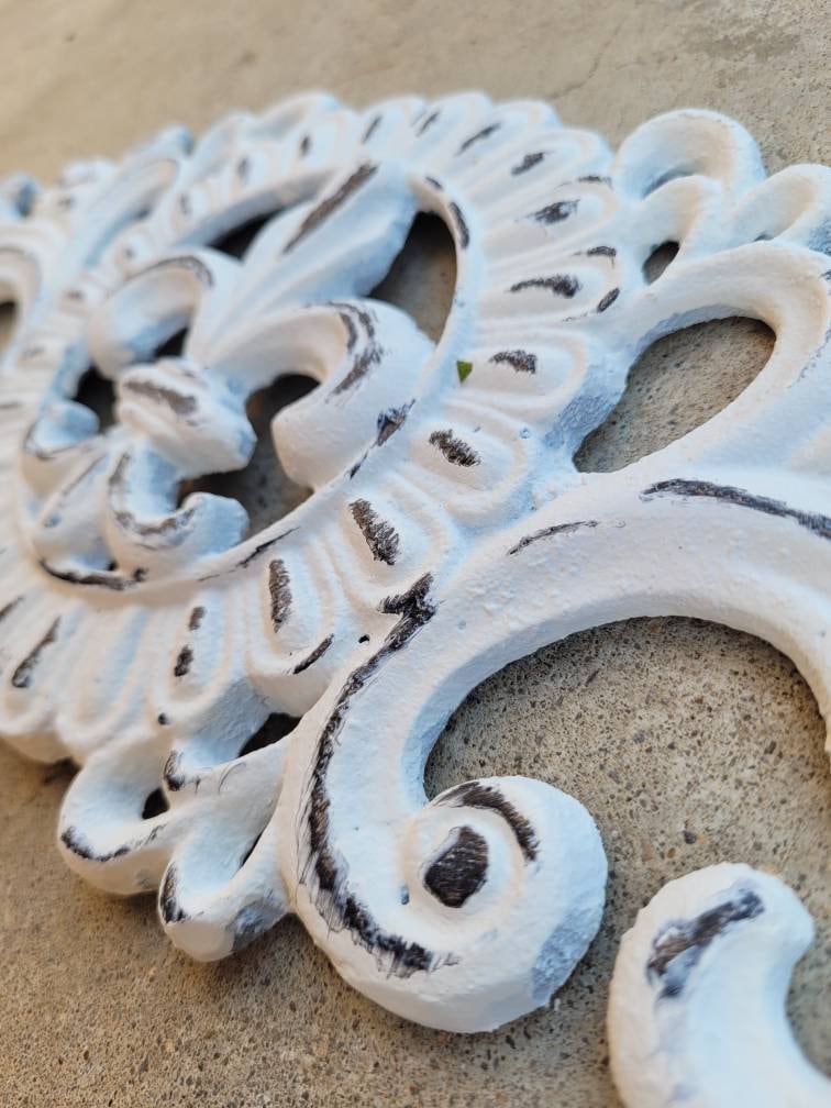 Fleur de Lis Topper | PICK YOUR COLOR | Cabinet Hardware | Wall Plaque | Shabby Chic | Farmhouse | French Country | Metal Art | Pediment