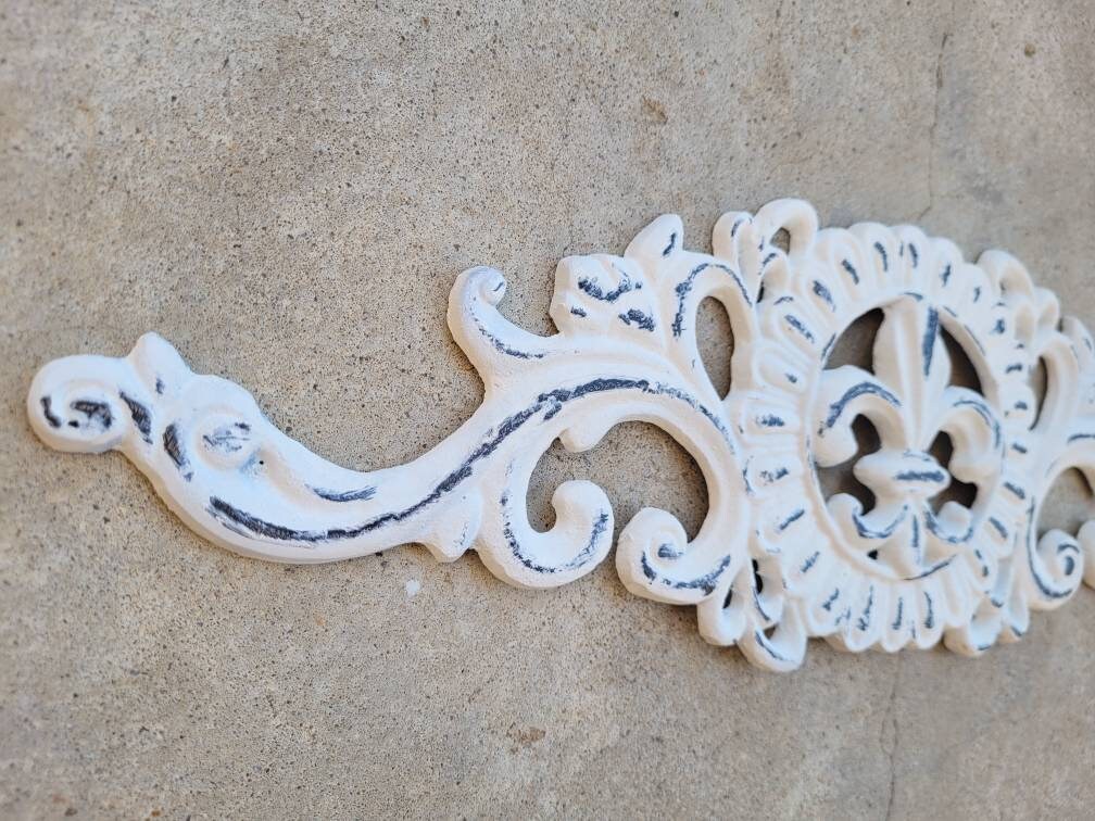 Fleur de Lis Topper | PICK YOUR COLOR | Cabinet Hardware | Wall Plaque | Shabby Chic | Farmhouse | French Country | Metal Art | Pediment