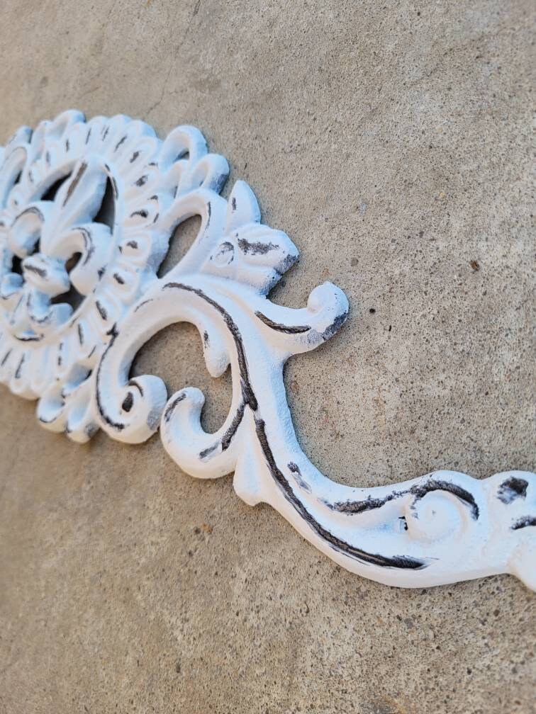 Fleur de Lis Topper | PICK YOUR COLOR | Cabinet Hardware | Wall Plaque | Shabby Chic | Farmhouse | French Country | Metal Art | Pediment