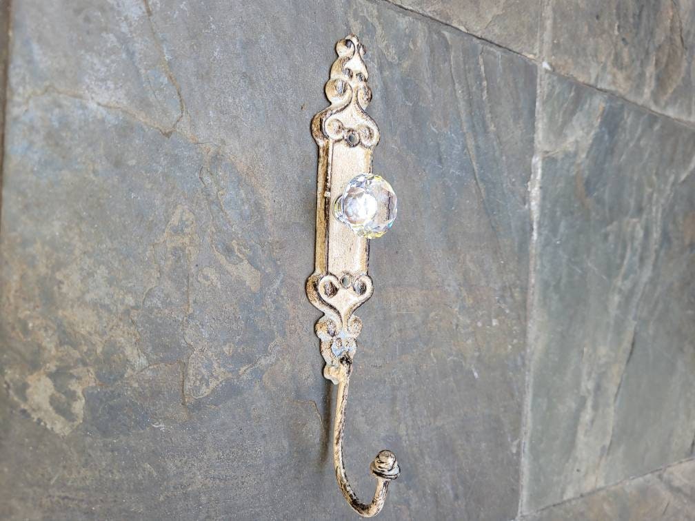 Door knob Wall Hook | Shabby Chic | PICK YOUR COLOR | Cast Iron Wall Rack | Coat Rack | Wall Hanger | FleurDeLisJunkie | Crystal Look