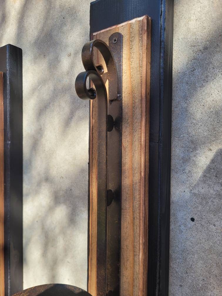 Candle Sconces | Set of 2 wall sconces | Wrought Iron Decor | pillar Candle holder | Wall Decor | wood iron wall decor, FleurDeLisJunkie