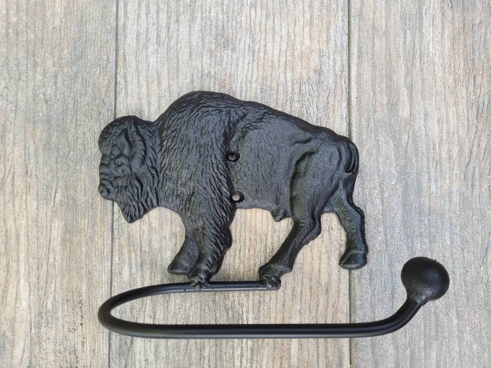 Bison Buffalo Bathroom Toilet Paper Holder, Pick Your COLOR, TP Holder, Toilet Tissue Holder, Nature, Towel rack, Wall Hook. Ranch cabin