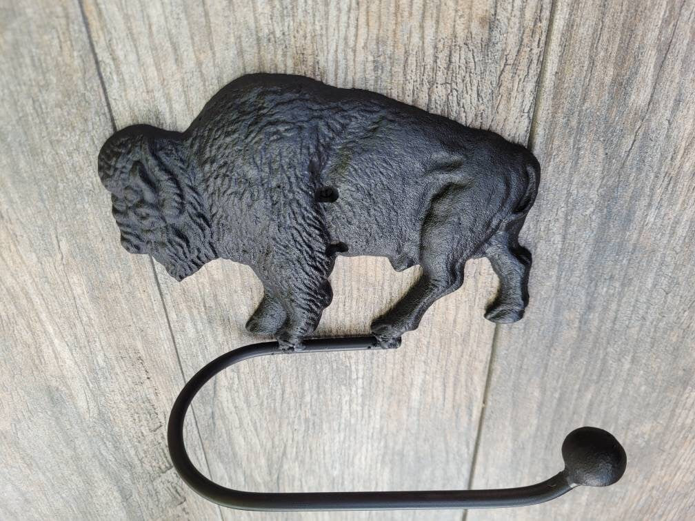 Bison Buffalo Bathroom Toilet Paper Holder, Pick Your COLOR, TP Holder, Toilet Tissue Holder, Nature, Towel rack, Wall Hook. Ranch cabin